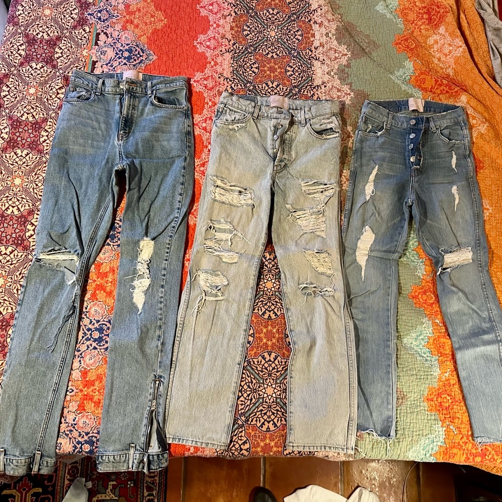 Revice jeans lot. 3 pair high waisted distressed size 28